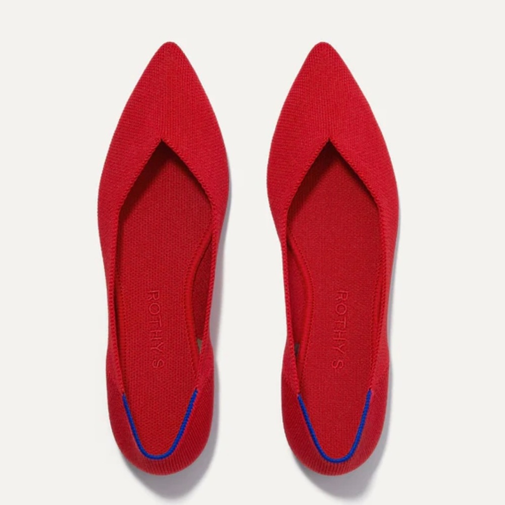 New in box, bright red Rothy’s